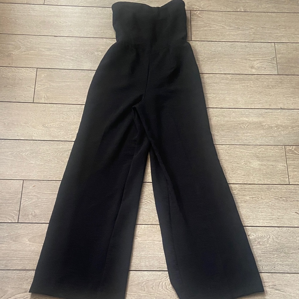 Abercrombie & Fitch Black Strapless Wide-Leg Jumpsuit